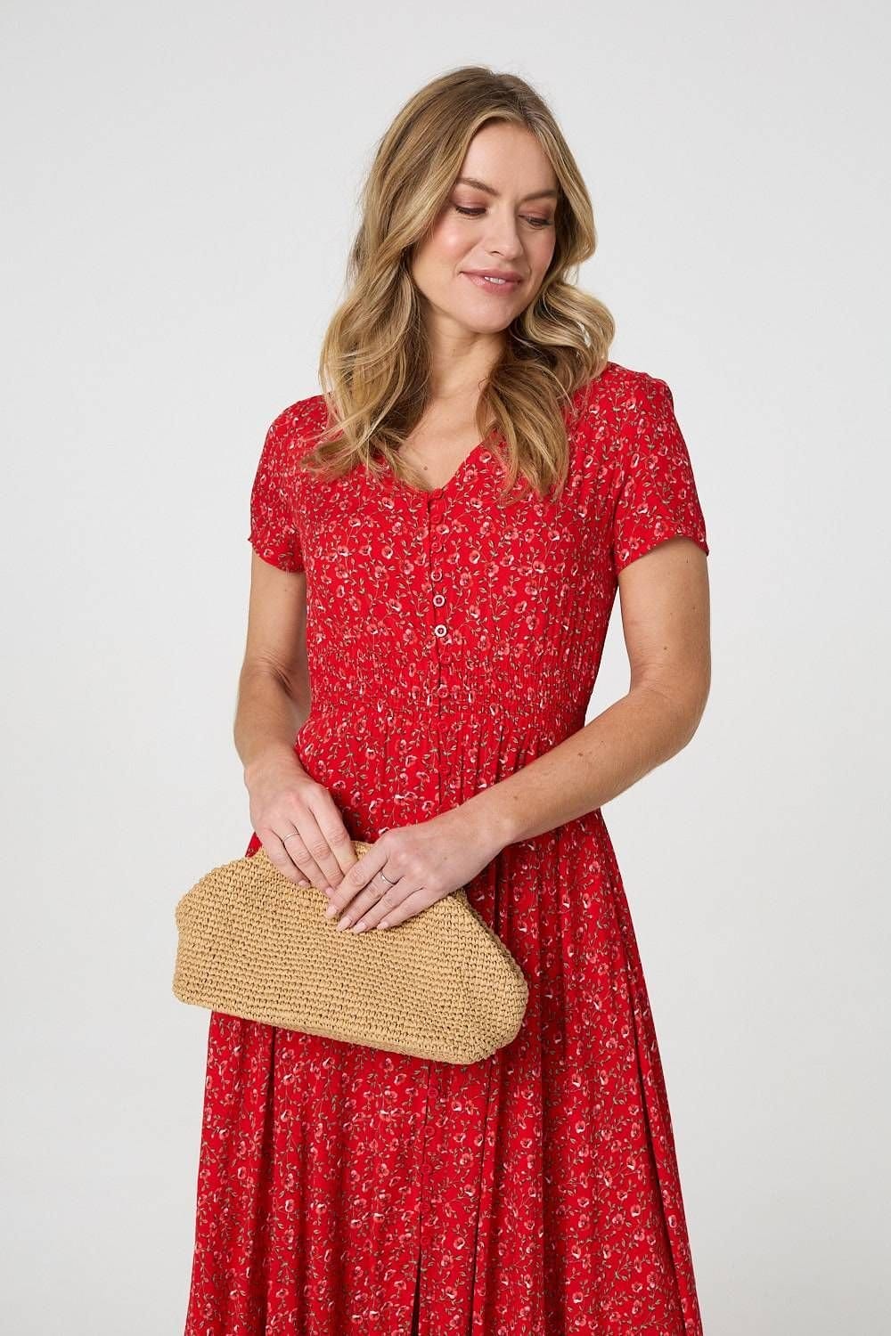 Izabel London Izabel London Women's Ditsy Floral A-Line Maxi Dress in Red - 4