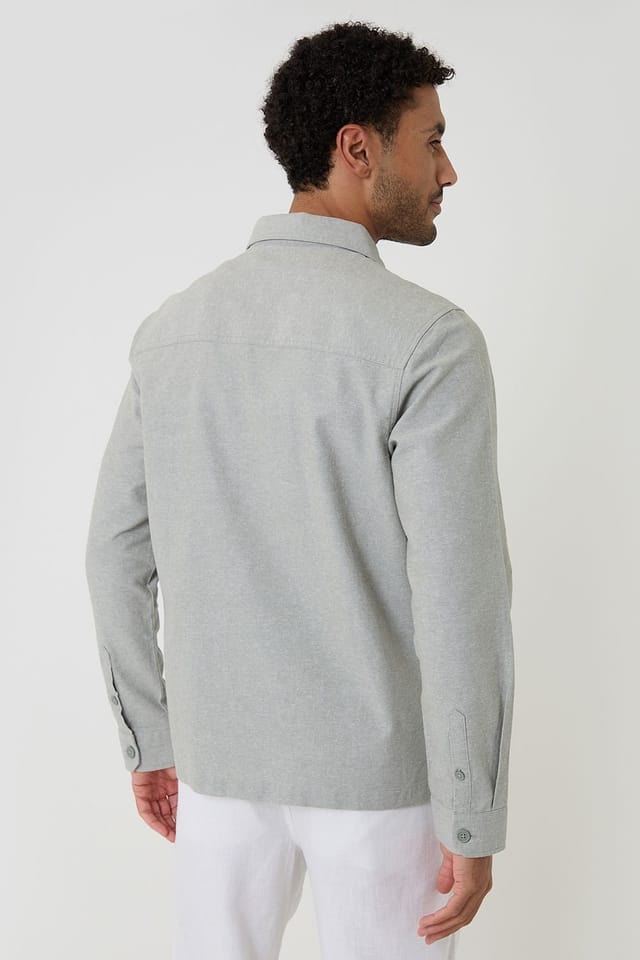 Threadbare Threadbare Men's Linen Blend Lightweight Shacket in Pale Green - 2