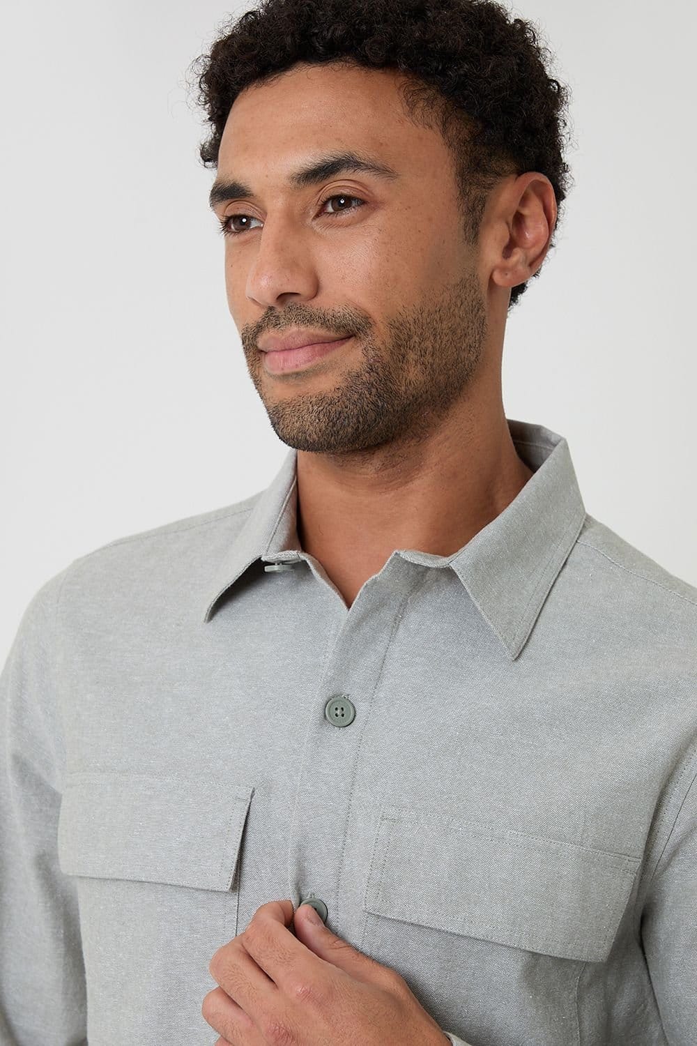 Threadbare Threadbare Men's Linen Blend Lightweight Shacket in Pale Green - 4