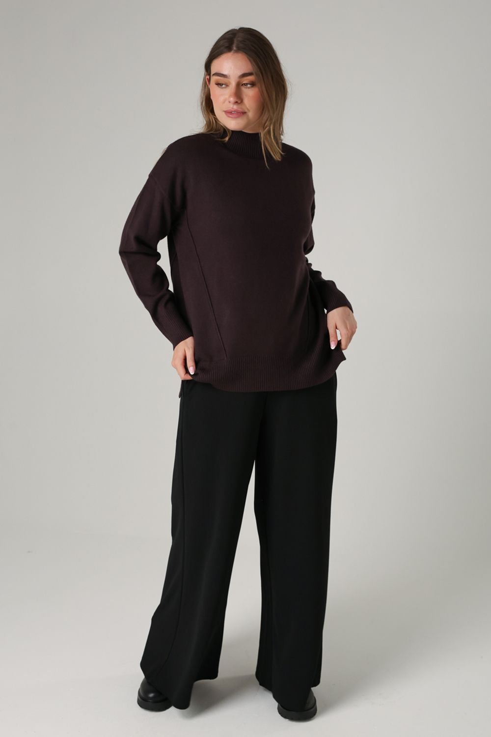 French Connection French Connection Women's Cosy Soft Touch High Neck Seam Jumper in Brown - 3