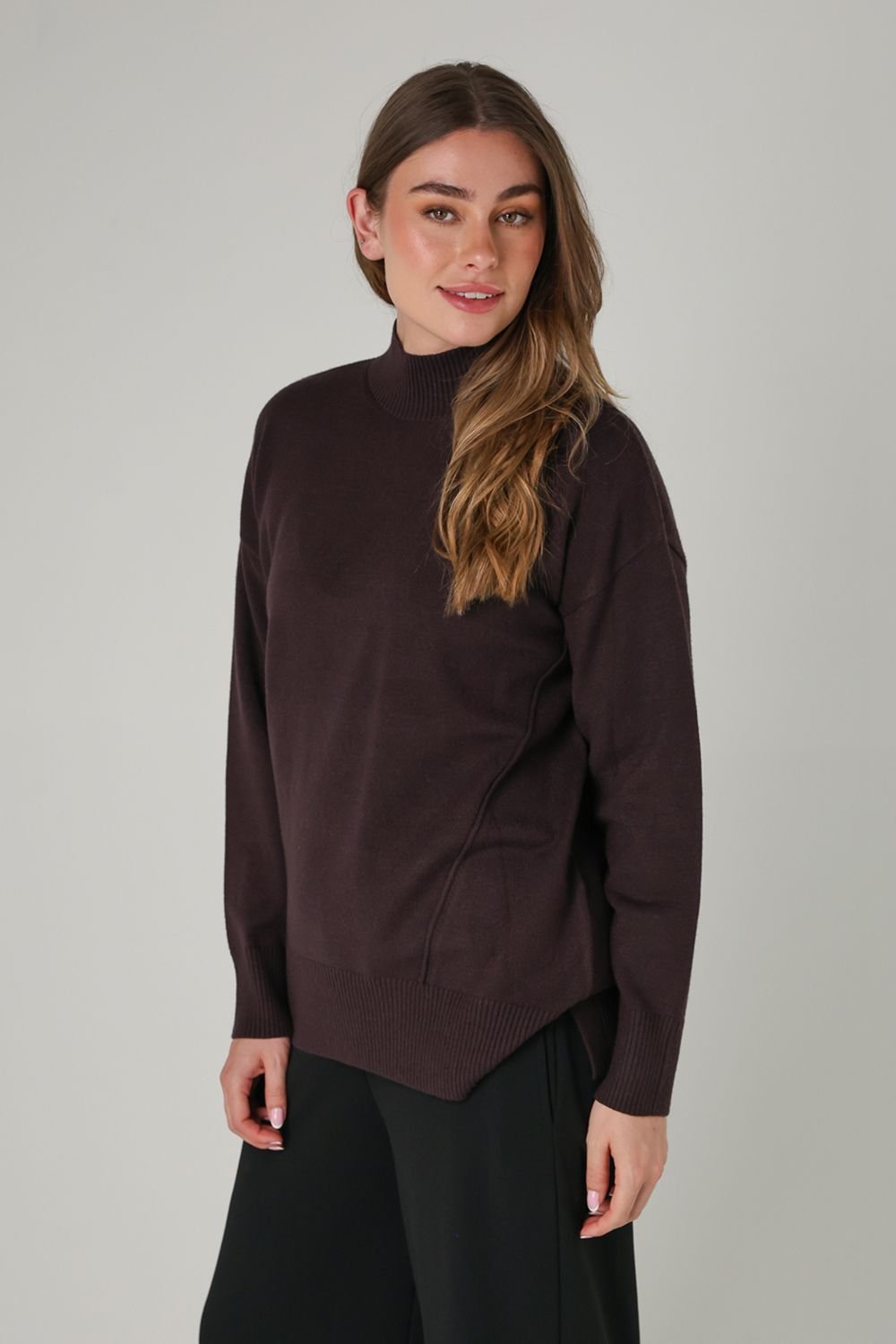 French Connection French Connection Women's Cosy Soft Touch High Neck Seam Jumper in Brown - 4