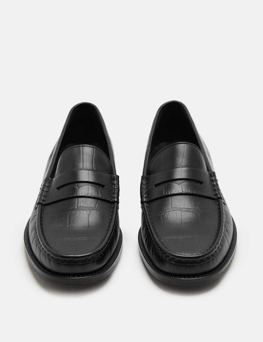 Marks & Spencer M&S Embossed Leather Loafers Black