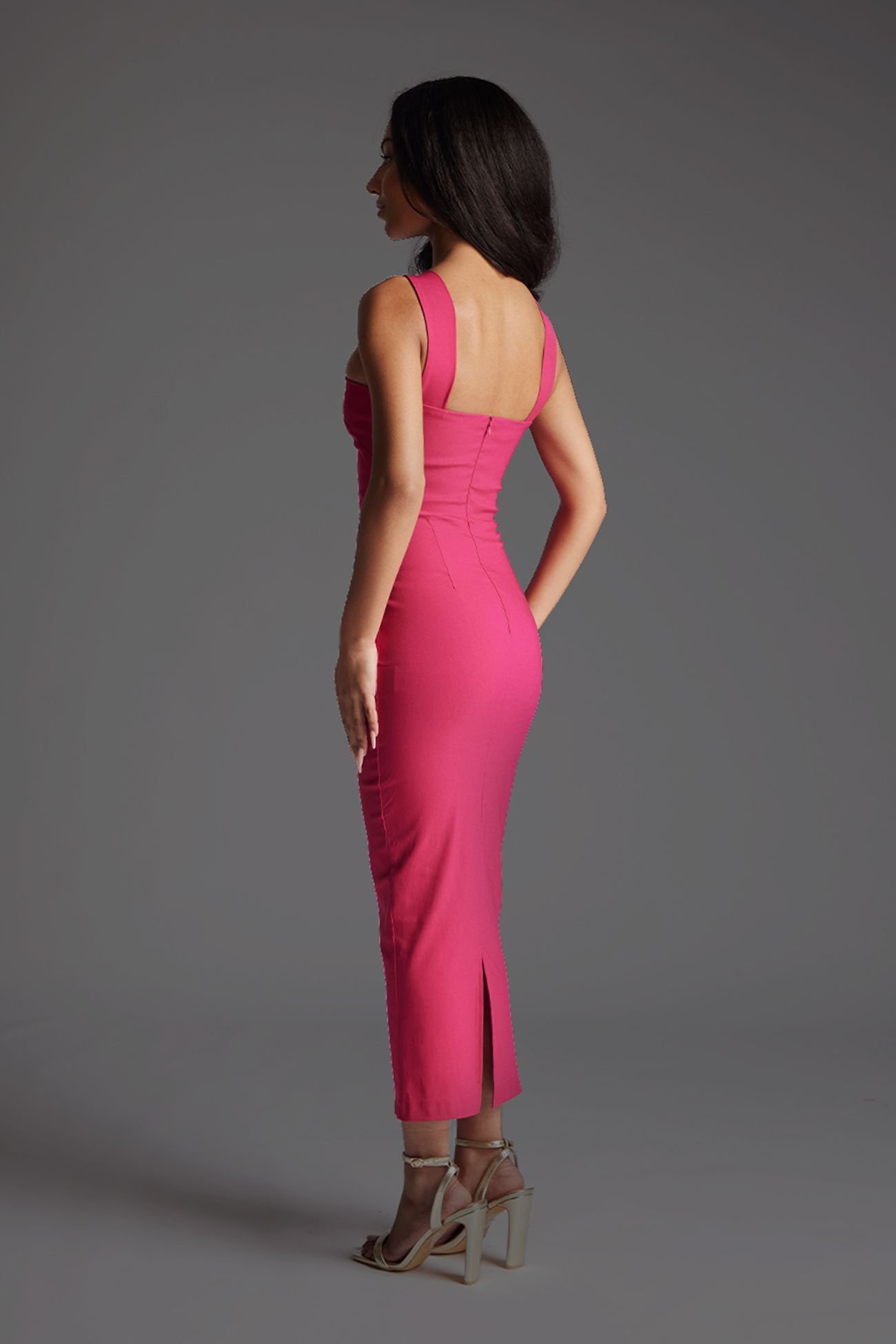 Vesper Vesper Women's Sweetheart Neckline Bodycon Midaxi Dress in Cerise - 3