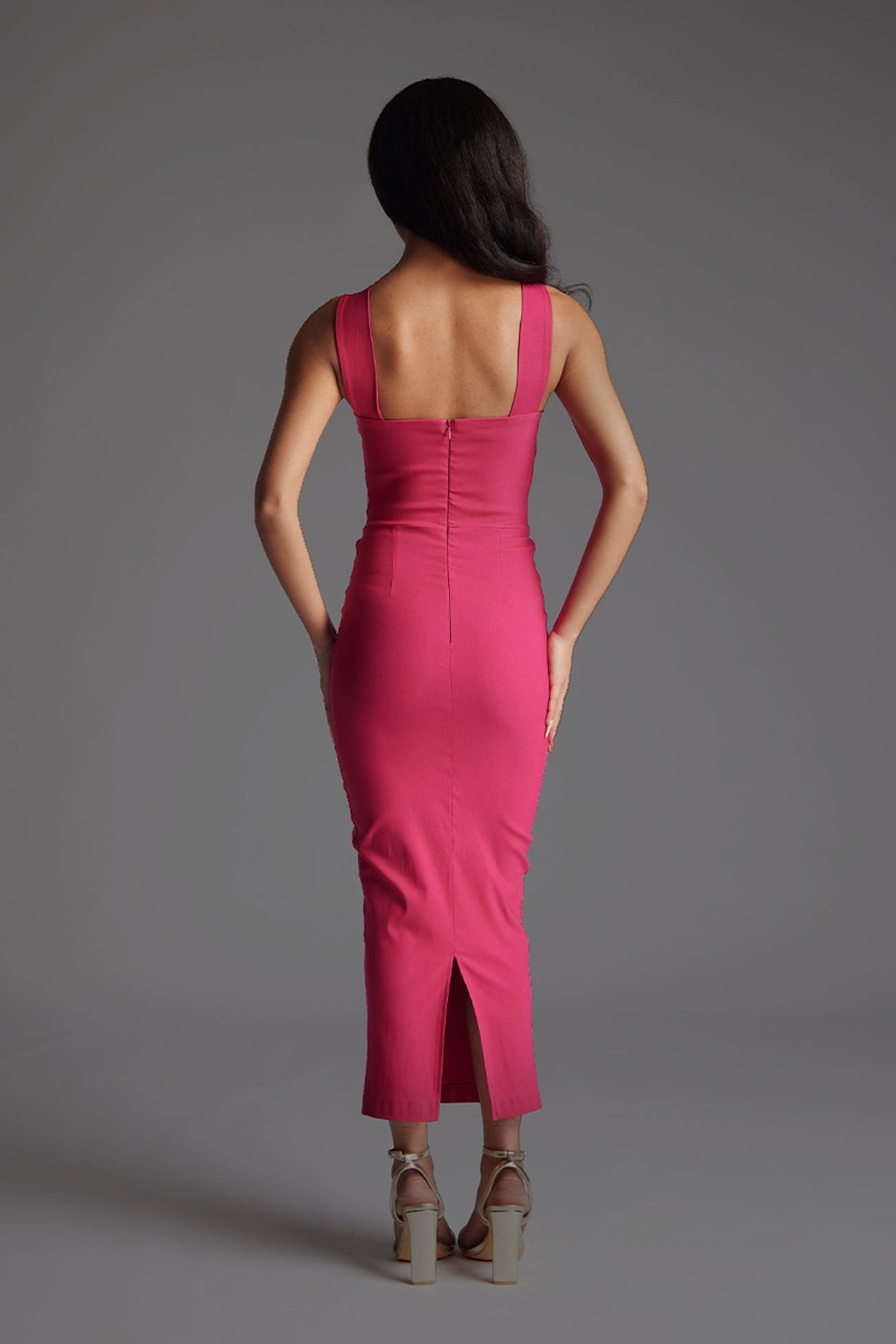 Vesper Vesper Women's Sweetheart Neckline Bodycon Midaxi Dress in Cerise - 4