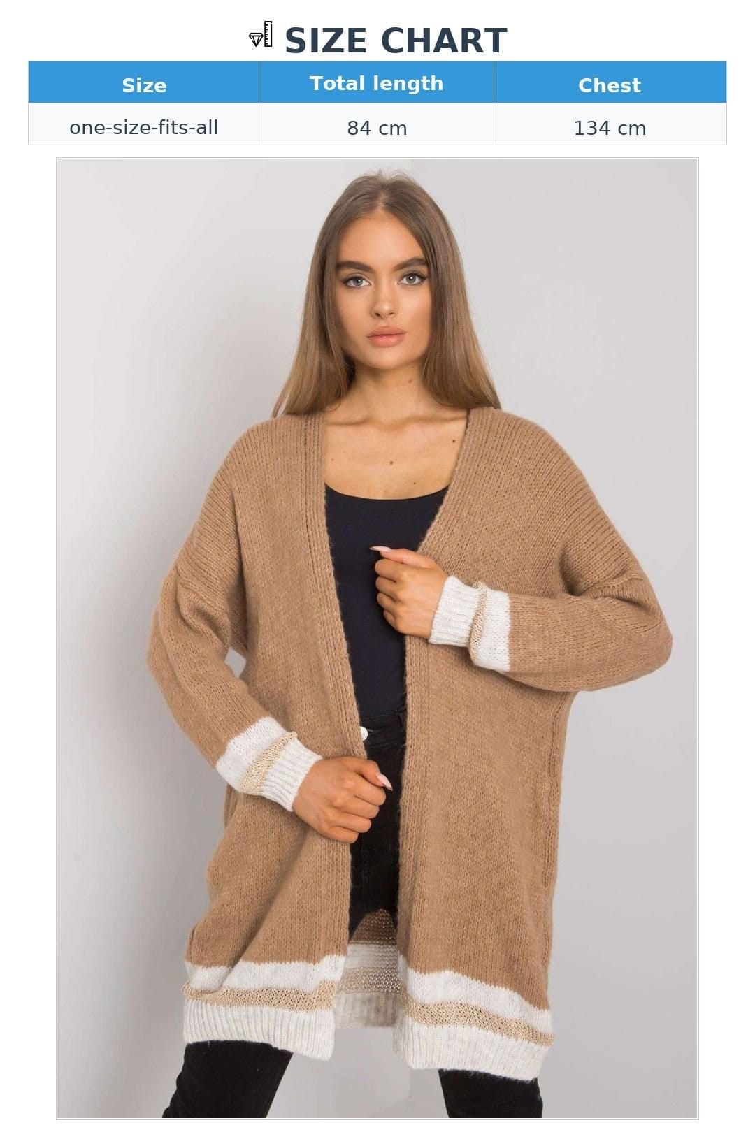 Love Lace Love Lace Women's Unbuttoned Camel Knit Cardigan in Brown - 4
