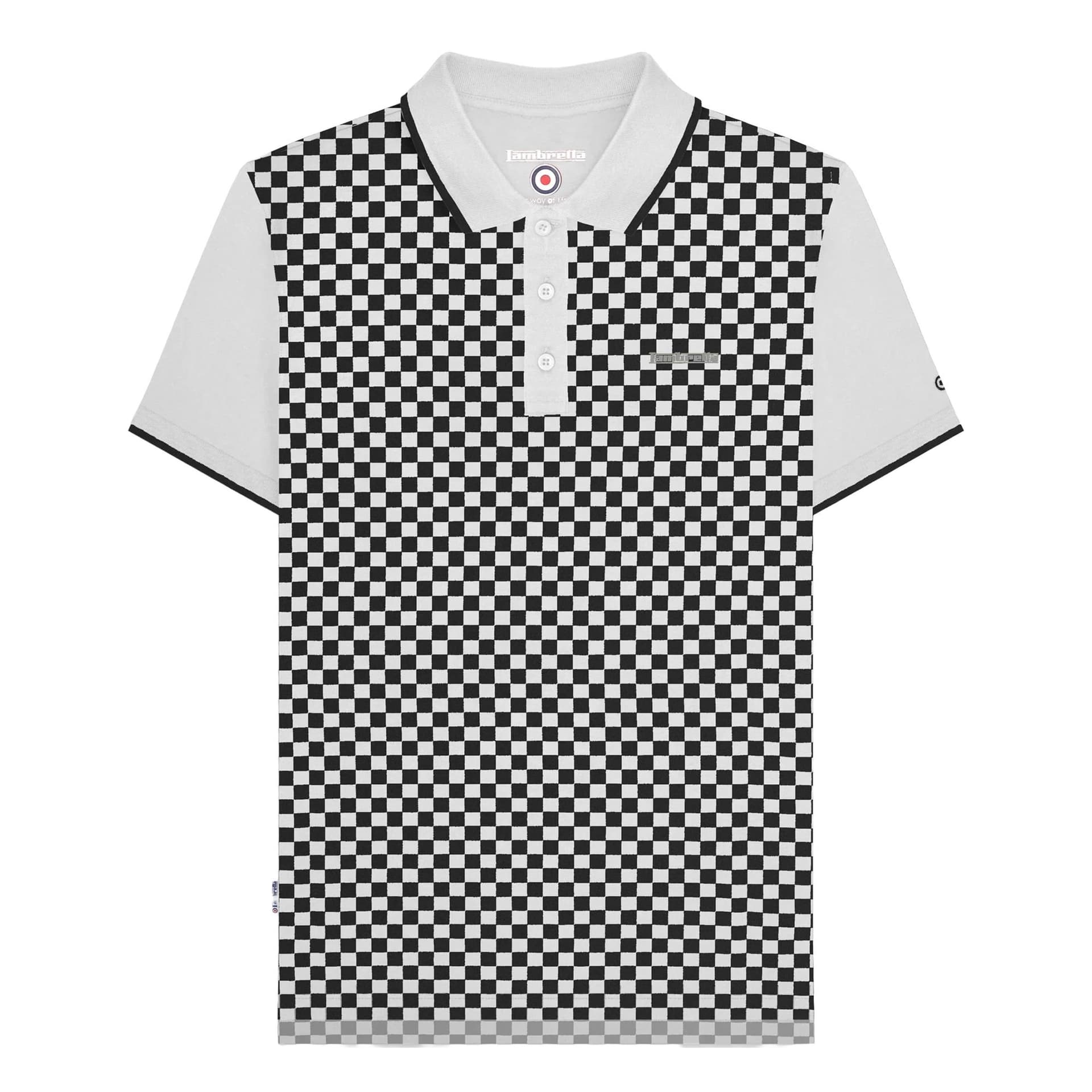 Lambretta Lambretta Men's Two Tone All-Over Print Polo Shirt in White