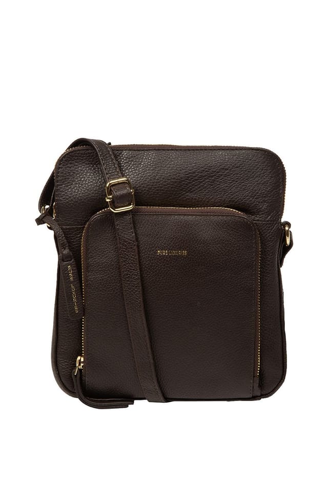 Pure Luxuries London Pure Luxuries London Women's 'Aisling' Leather Cross Body Bag in Dark Brown - 2