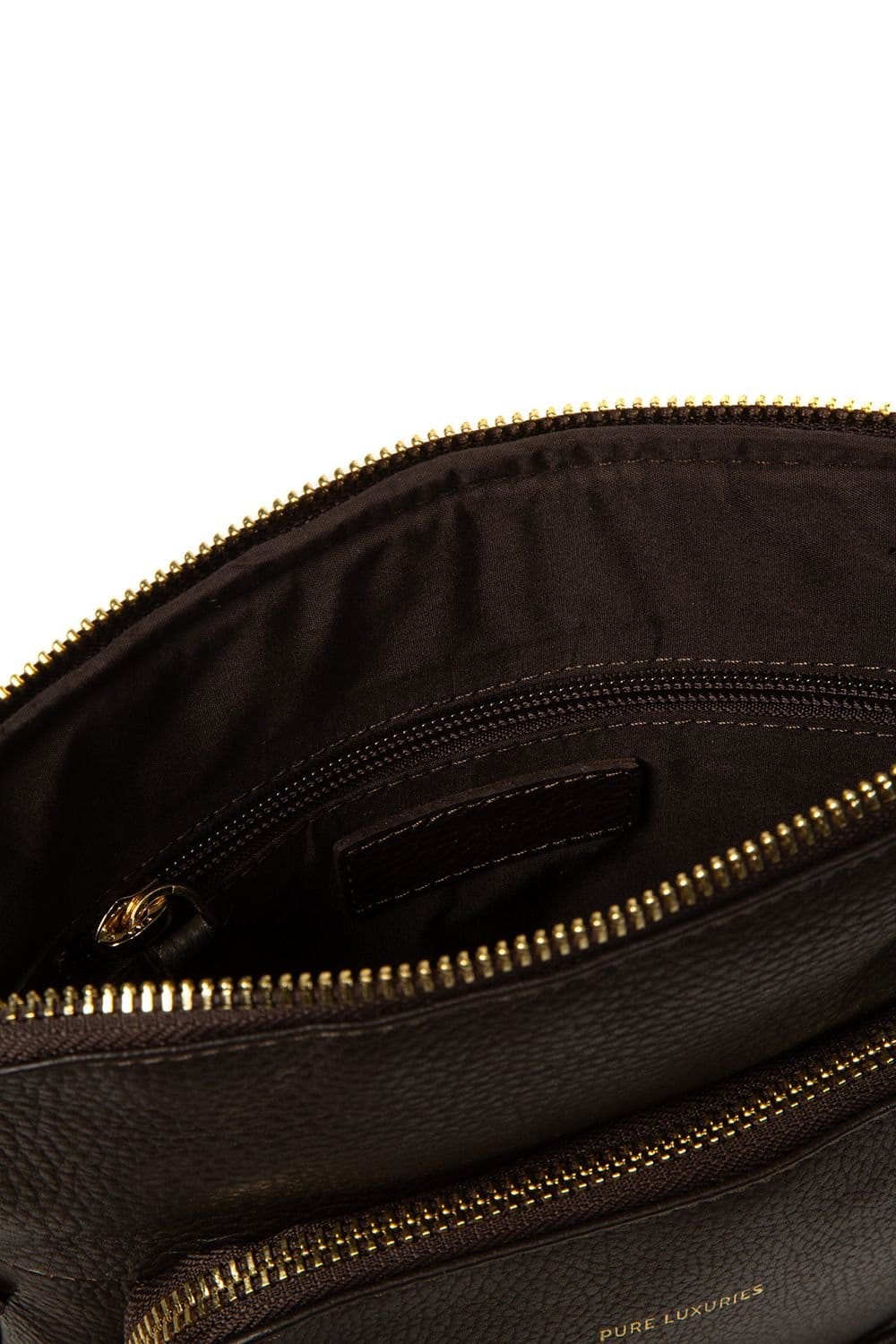 Pure Luxuries London Pure Luxuries London Women's 'Aisling' Leather Cross Body Bag in Dark Brown - 4