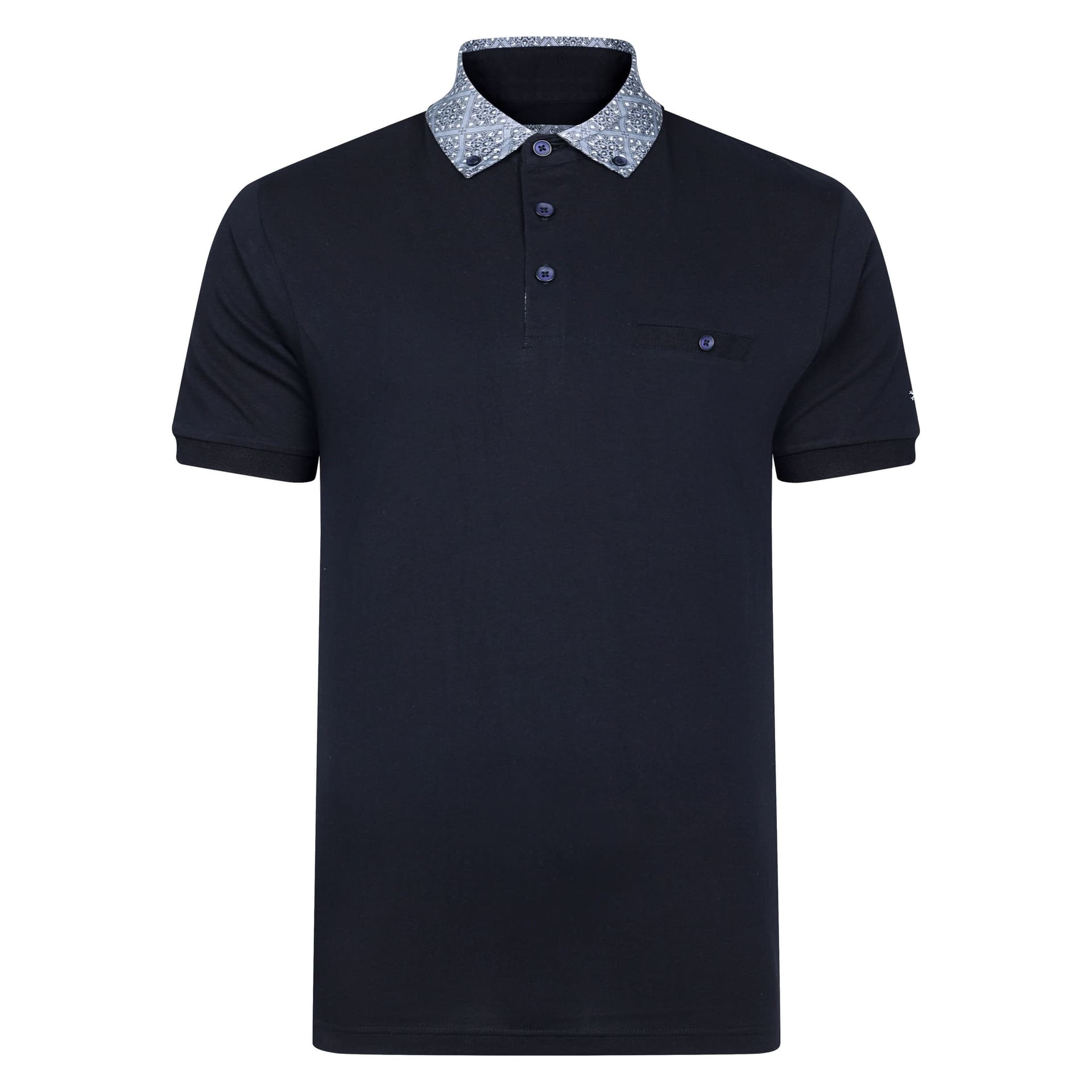 Lizard King Lizard King Men's Mens Black Printed Collar Polo Shirt