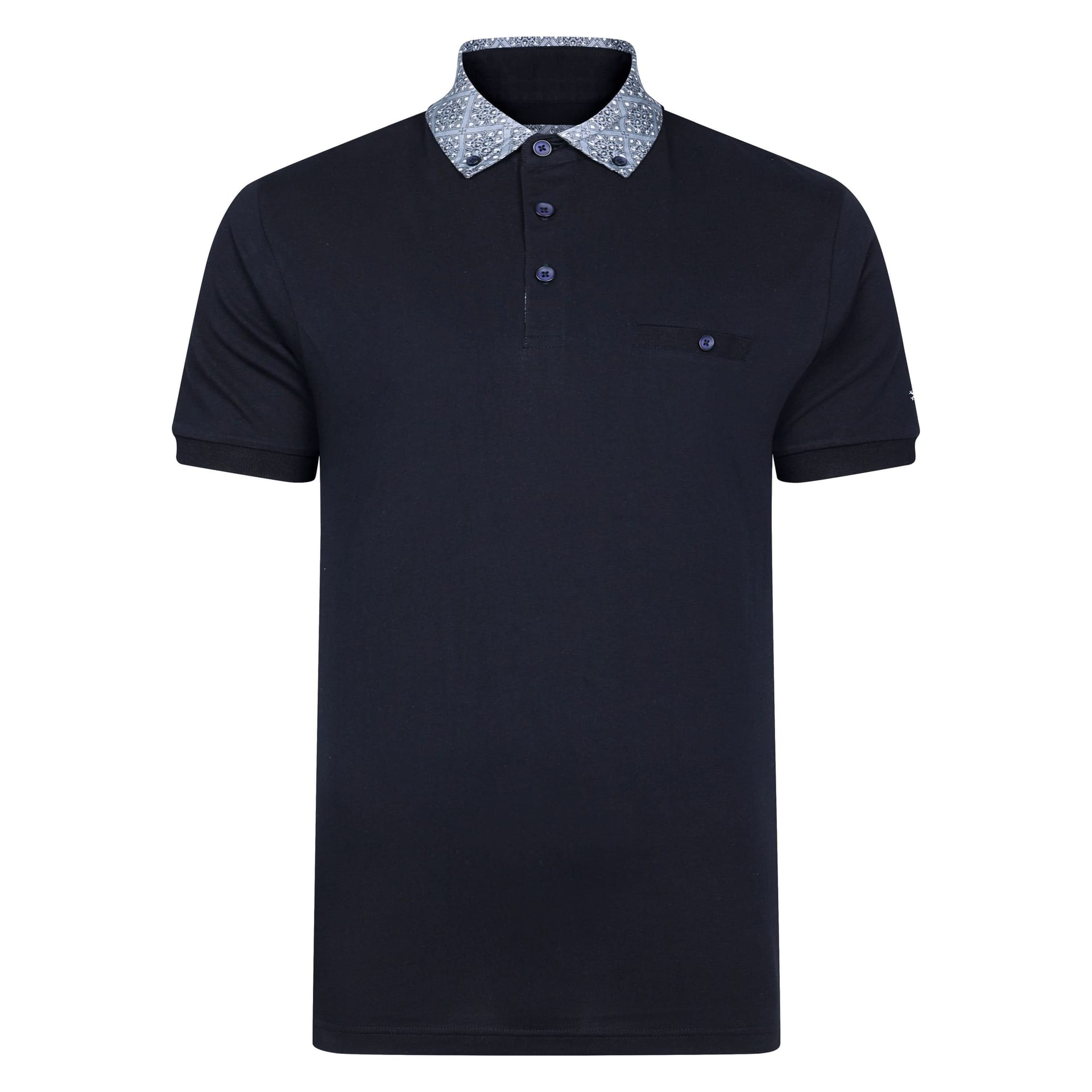 Lizard King Men's Black Printed Collar Polo Shirt