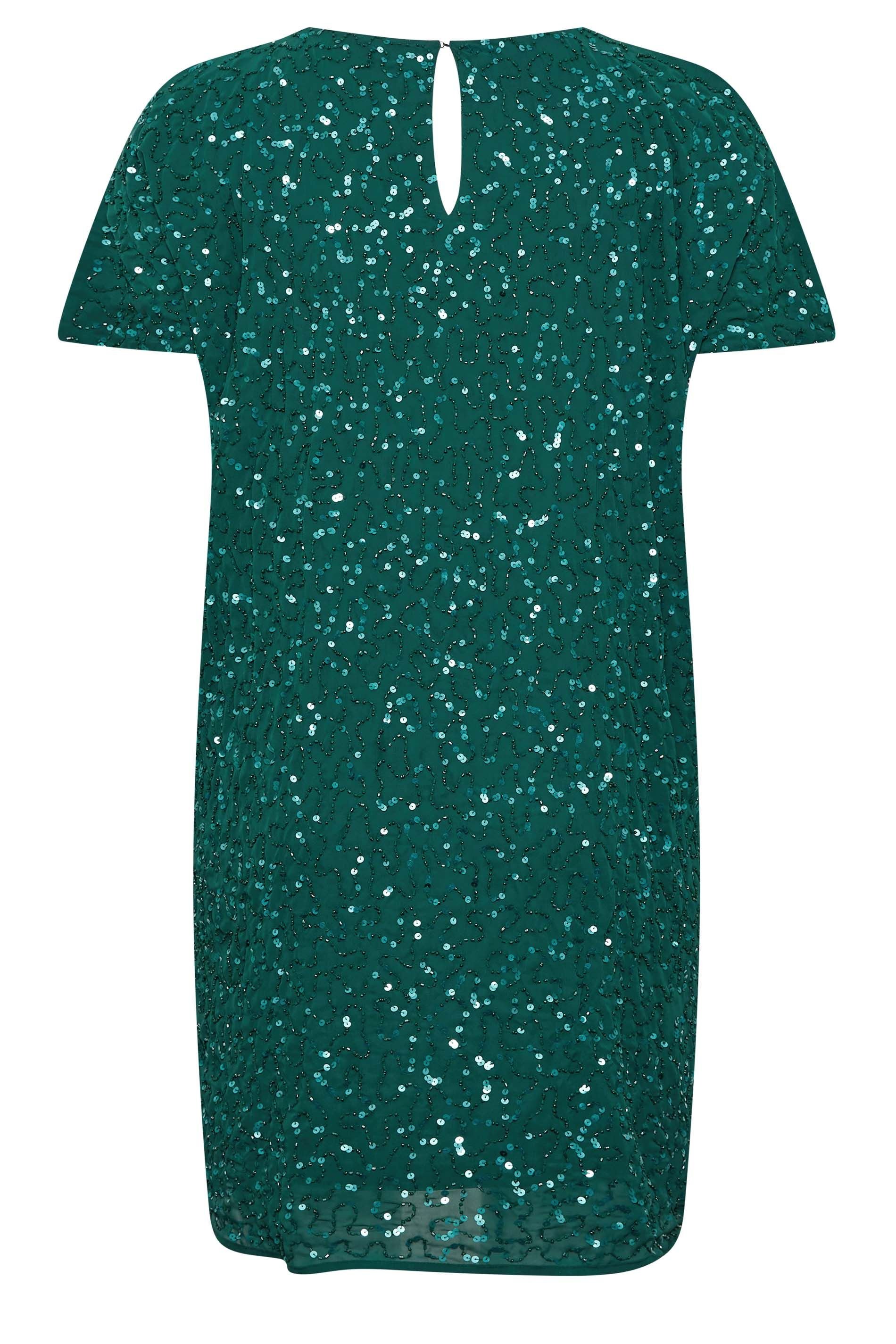 Yours Yours Women's Embellished Shift Dress in Bottle Green - 2