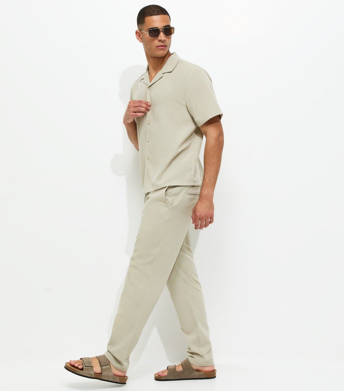 New Look New Look Mint Green Slim Linen Look Chino Trousers