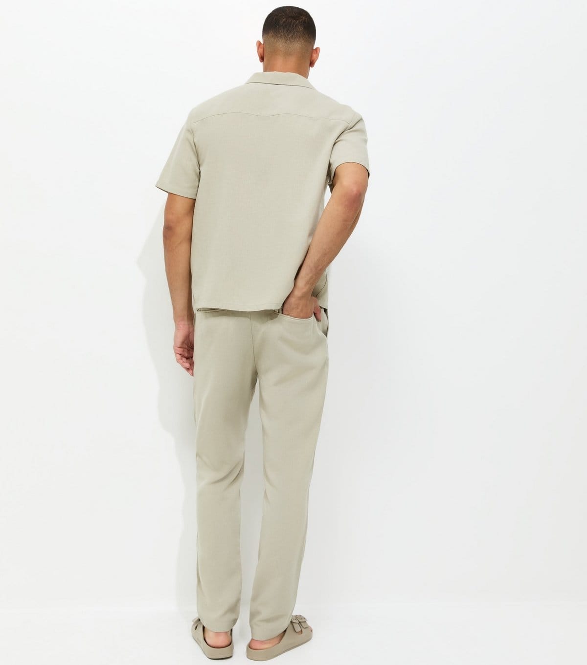 New Look Men's Mint Green Slim Linen Look Chino Trousers New Look - 4