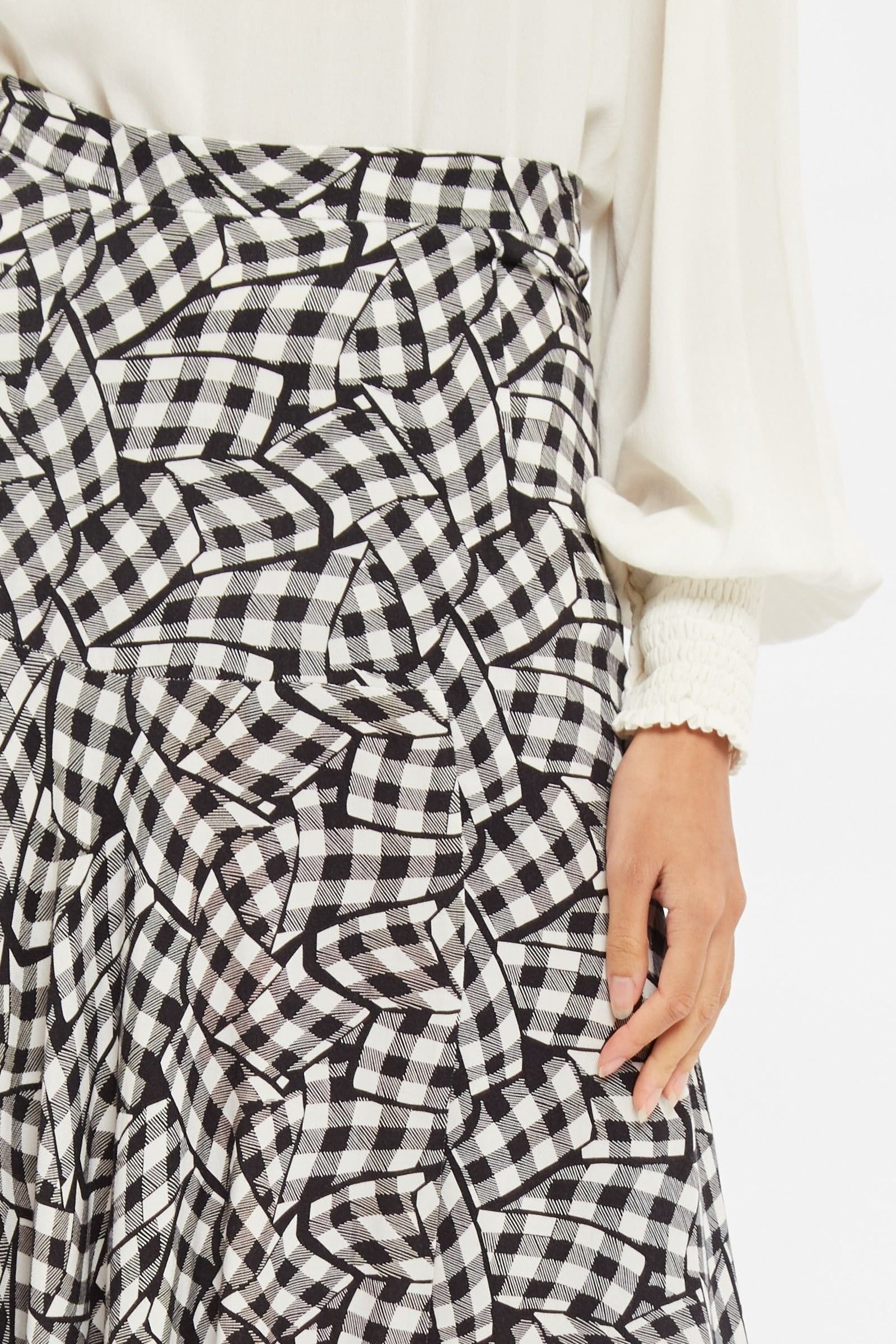 Louche Louche Women's Carole Gingham Twist Print Asymmetric Midi Skirt in Black - 4