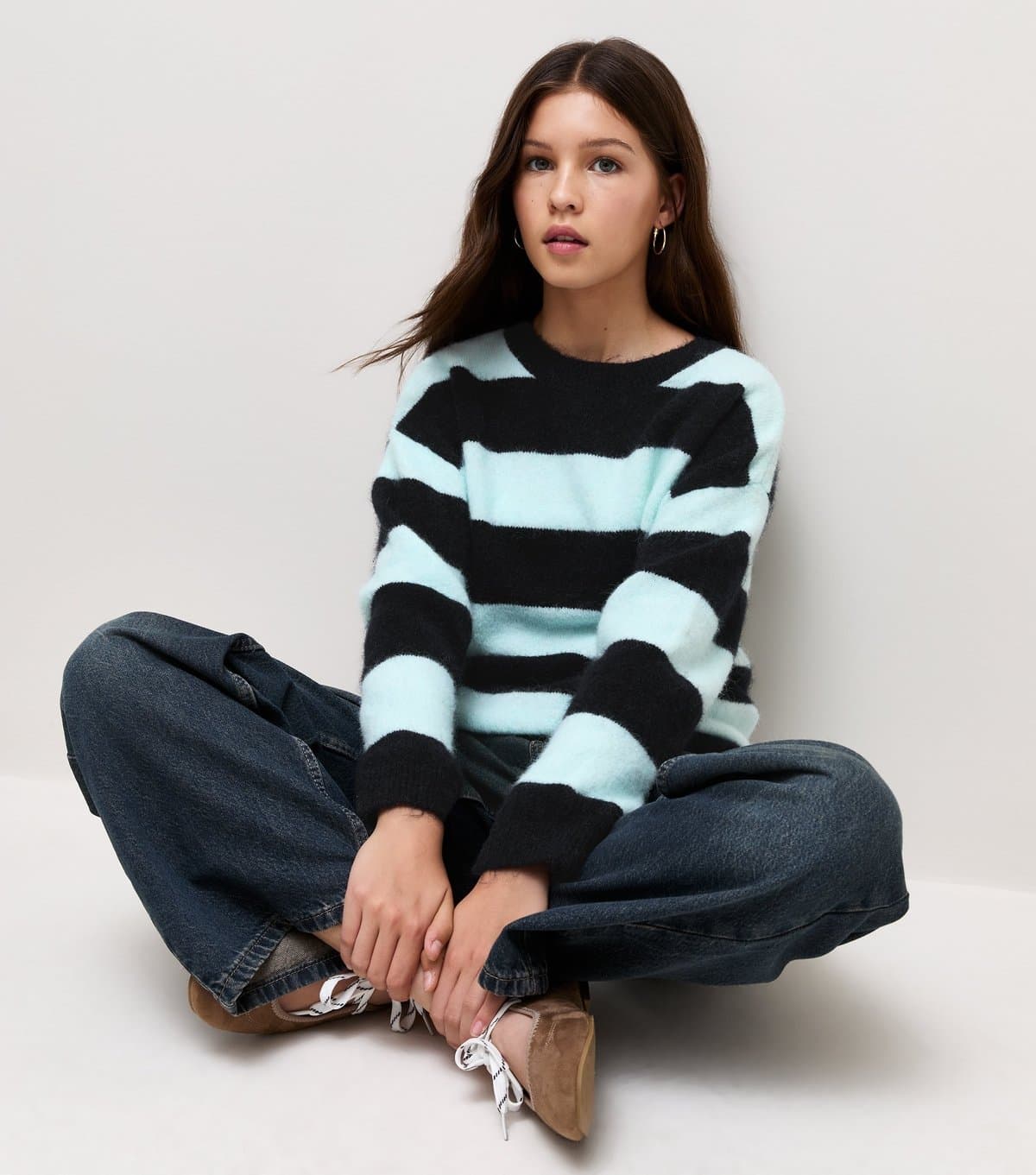 New Look Girls' Navy Striped Crew Neck Jumper School New Look