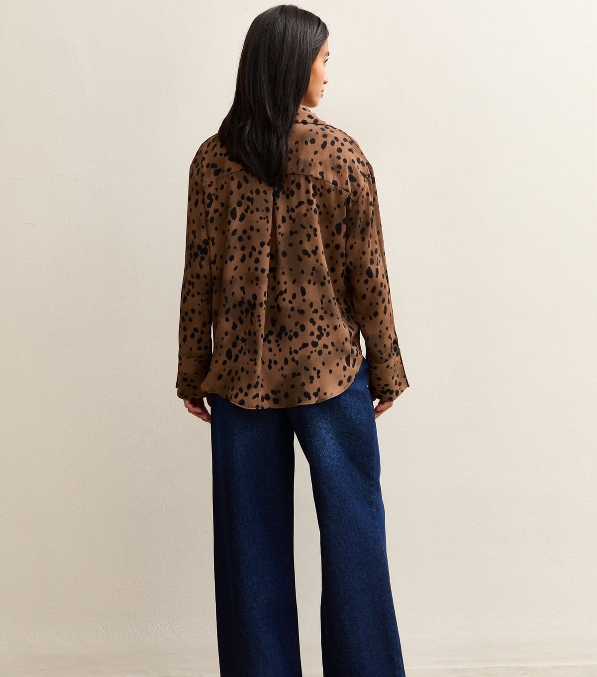 New Look Women's Petite Brown Spotty Open Collar Shirt New Look - 4