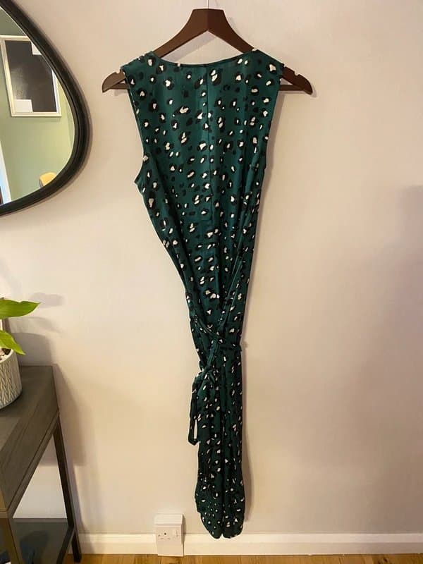 Never Fully Dressed Green Leopard Print Wrap Dress