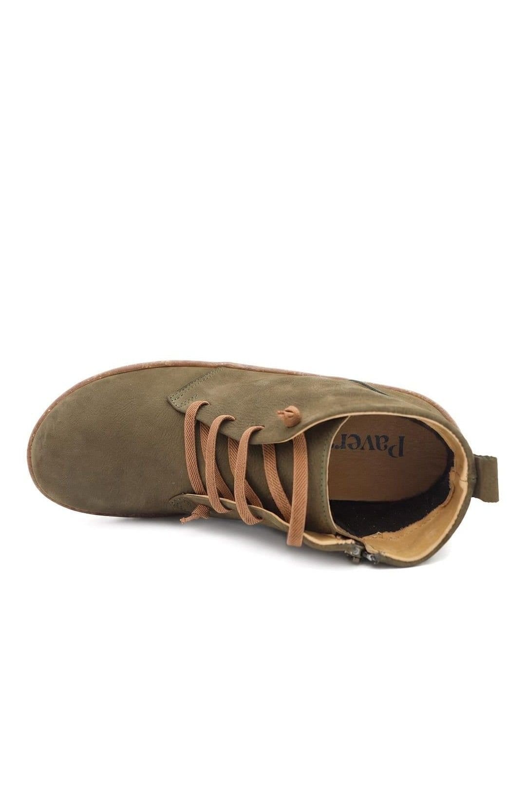 Pavers Pavers Women's Leather Chunky Lace Ankle Boots in Olive - 4