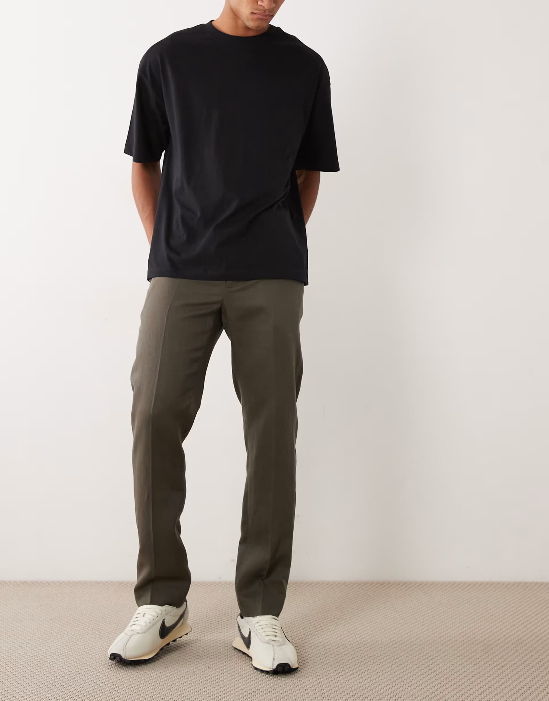ASOS Mango linen  blend tailored trouser in mid brown
