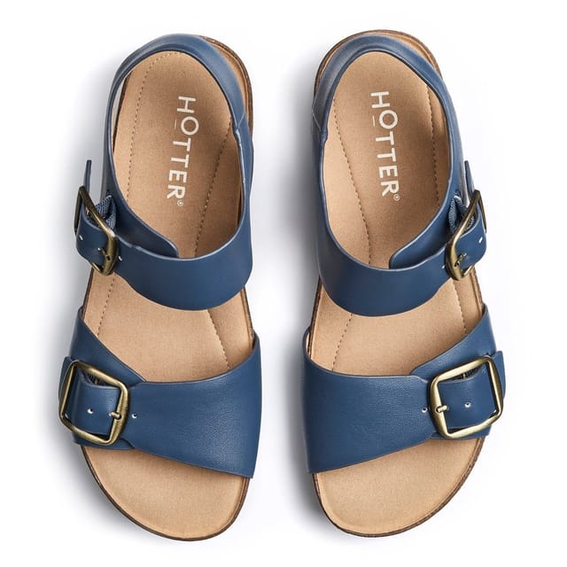 Hotter Hotter Women's 'Tourist II' Cork-Wedge Sandals in Mid Blue - 3