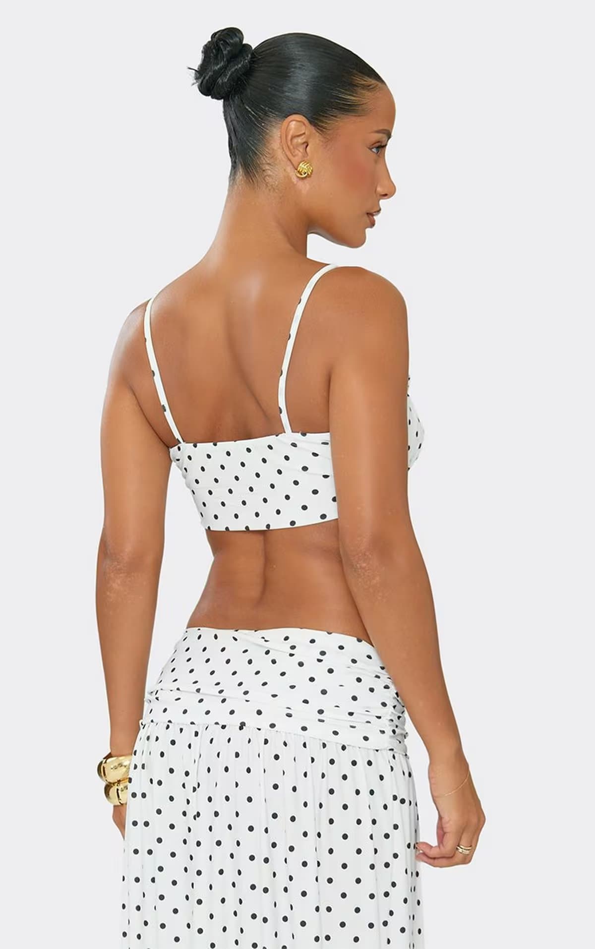 EGO Strappy Frill Trim Detail Cami Top In White Polka Dot, Women's Size UK 6