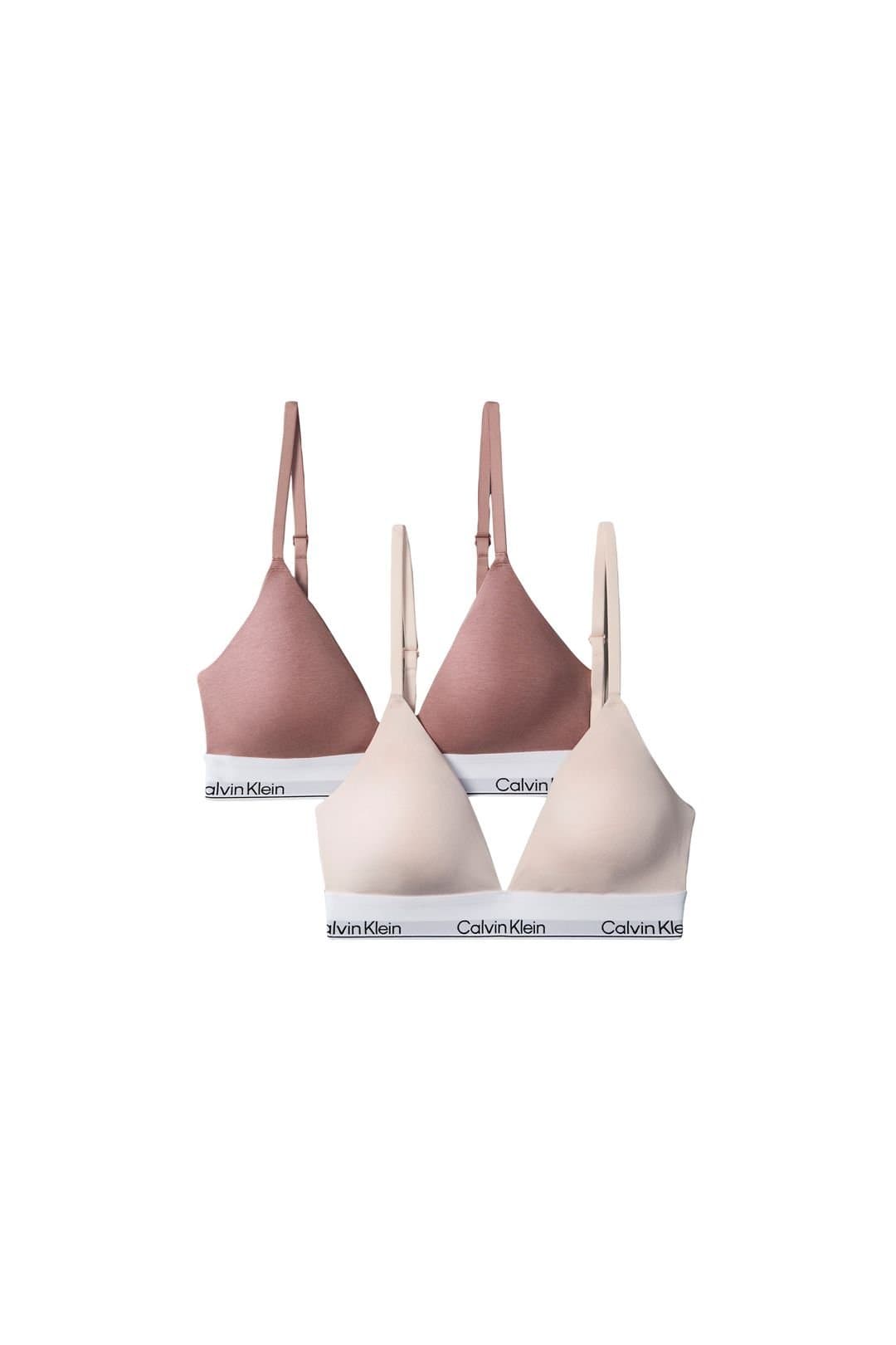 Calvin Klein Calvin Klein Women's Lightly Lined Triangle 2-Pack Soft Sable / Silver Peony