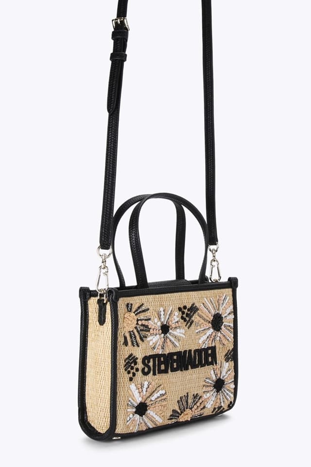Steve Madden STEVE MADDEN Women's 'Decor Bag Black Raffia' in Beige - 2