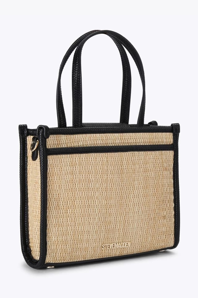 Steve Madden STEVE MADDEN Women's 'Decor Bag Black Raffia' in Beige - 3