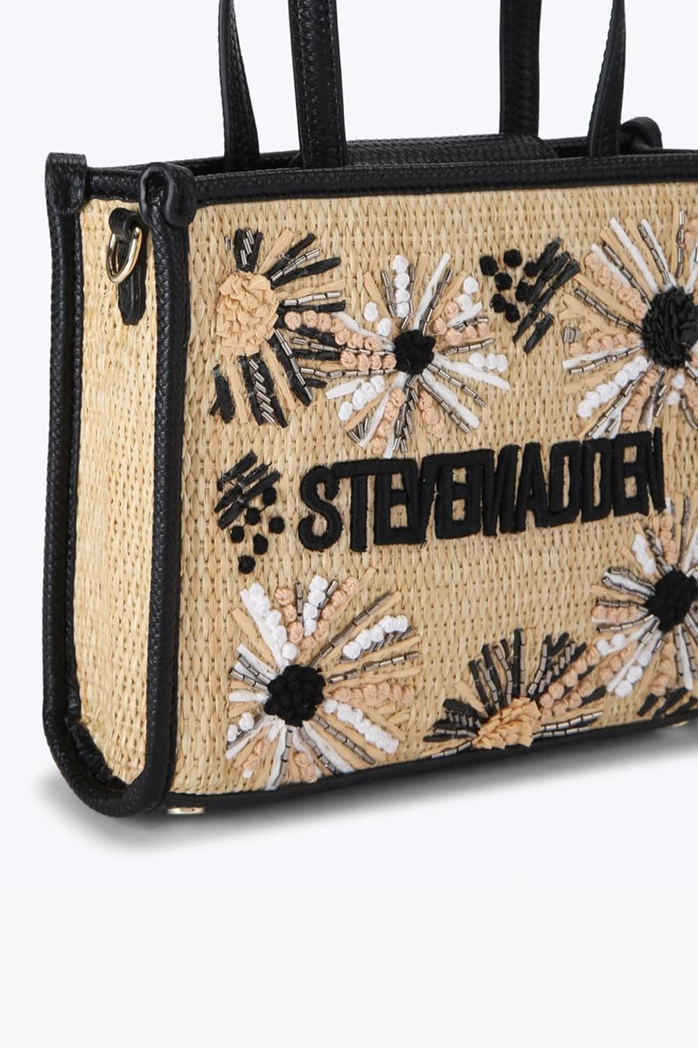 Steve Madden STEVE MADDEN Women's 'Decor Bag Black Raffia' in Beige - 4