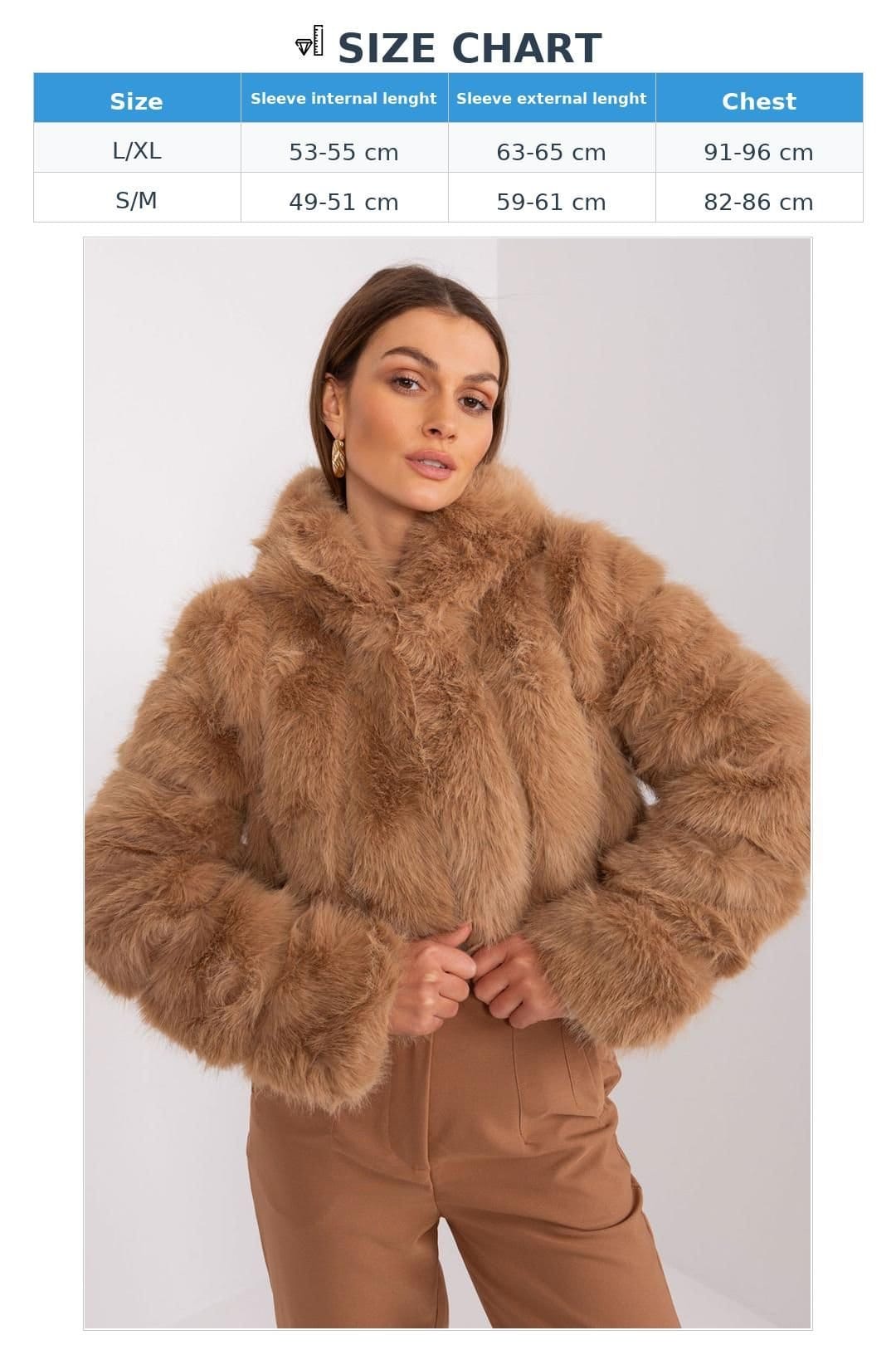 Love Lace Love Lace Women's Short Hooded Faux Fur Lightweight Jacket in Camel - 4