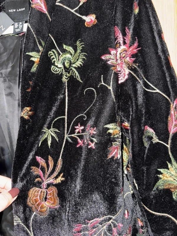New Look New Look Ladies Black Velvet jacket with embroidered flower detail ladies uk size 12 New with tags