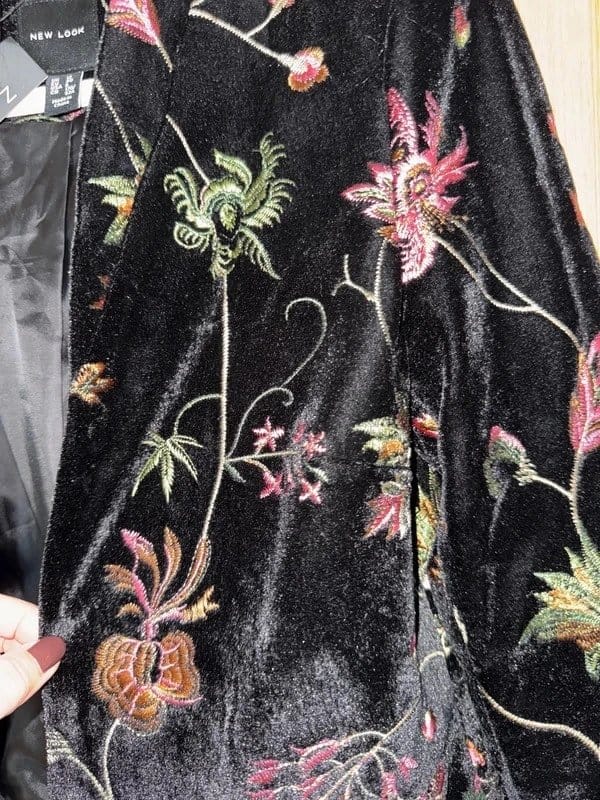 New Look Black Velvet Floral Jacket