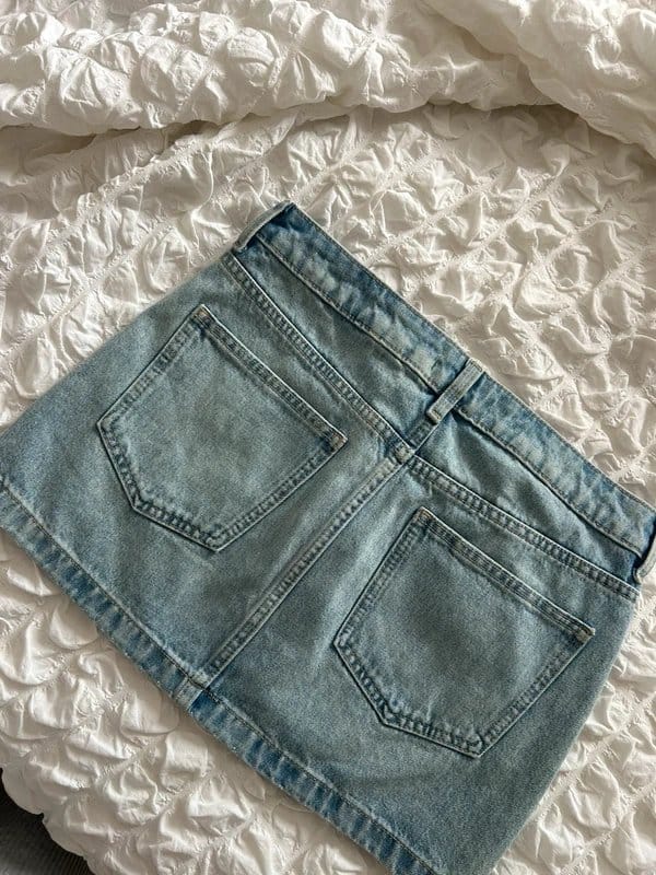 Topshop Light Blue Denim Mini Skirt