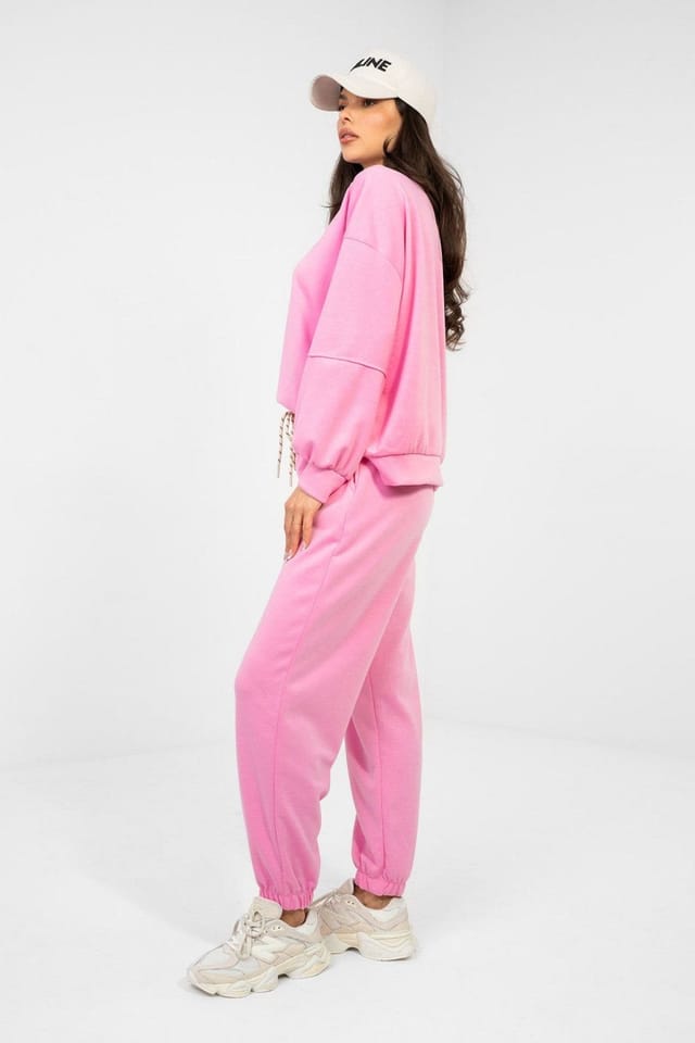 Love Lace Love Lace Women's Buttery Viscose Elastane Casual Tracksuit Set in Pink - 2