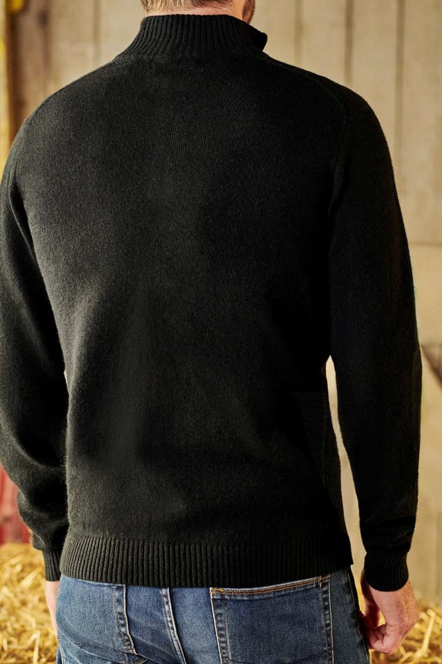 WoolOvers WoolOvers Men's Mens Lambswool Zip Neck Jumper in Black - 2