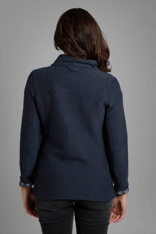 Weird Fish Weird Fish Women's Sontee Full Zip Macaroni Sweatshirt in Navy - 3