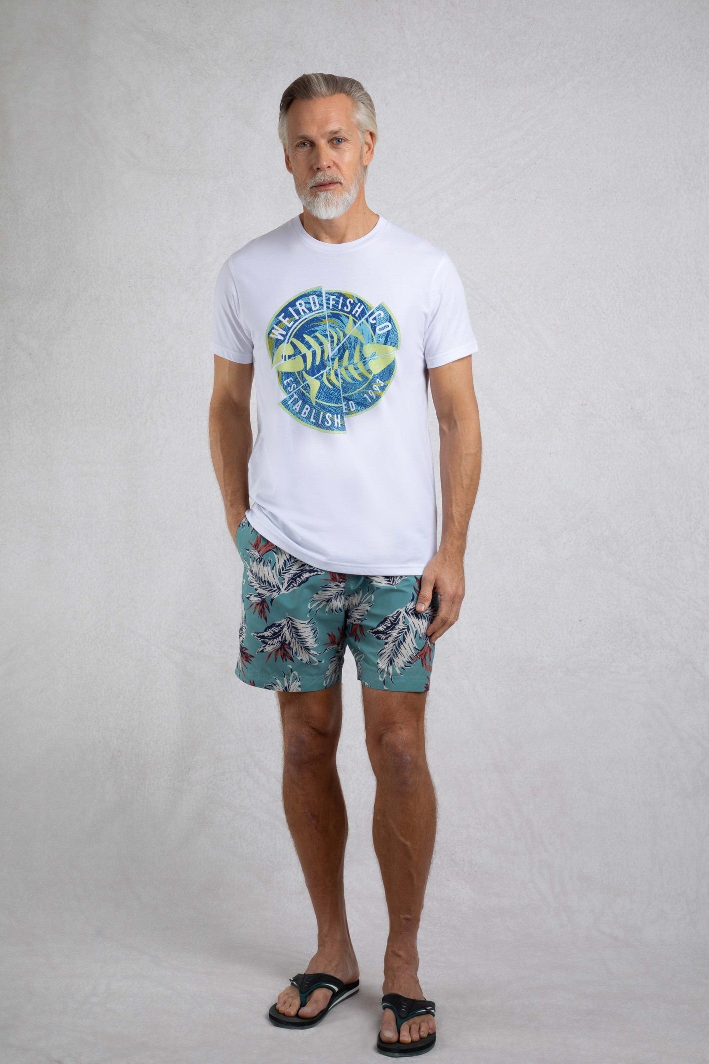 Weird Fish Weird Fish Men's Vortex Front Print Graphic T-Shirt in White - 4