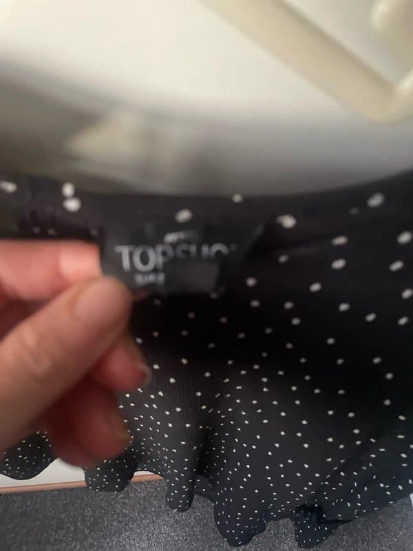 Topshop Top shop petite size 10 polkadot black and white chiffon blouse formal wear workwear office