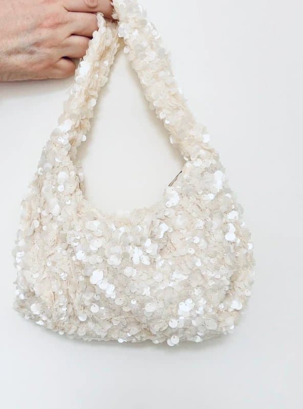 ASOS Elegant Statement Cream Sequin Slouchy Grab Bag