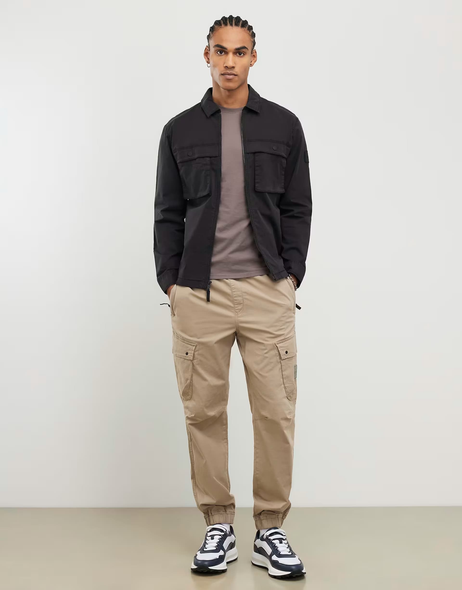 ASOS River Island Regular fit zipped overshirt in black