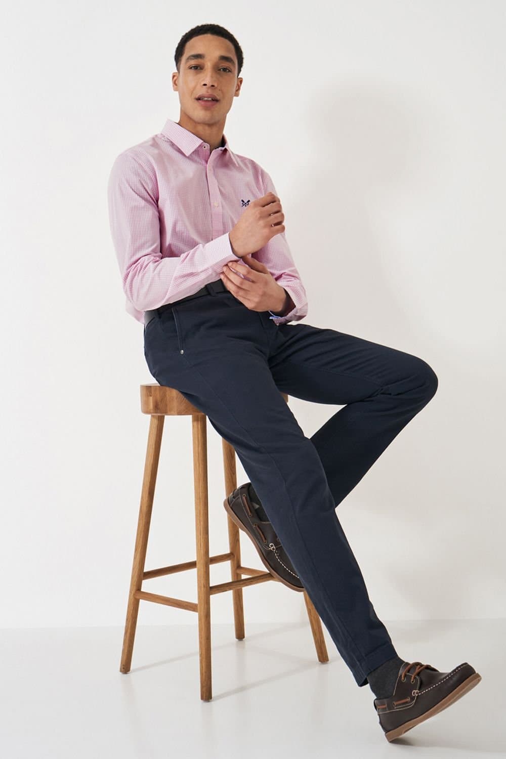 Crew Clothing Crew Clothing Men's Crew Classic Shirt Micro Gingham Pink/White in Pink