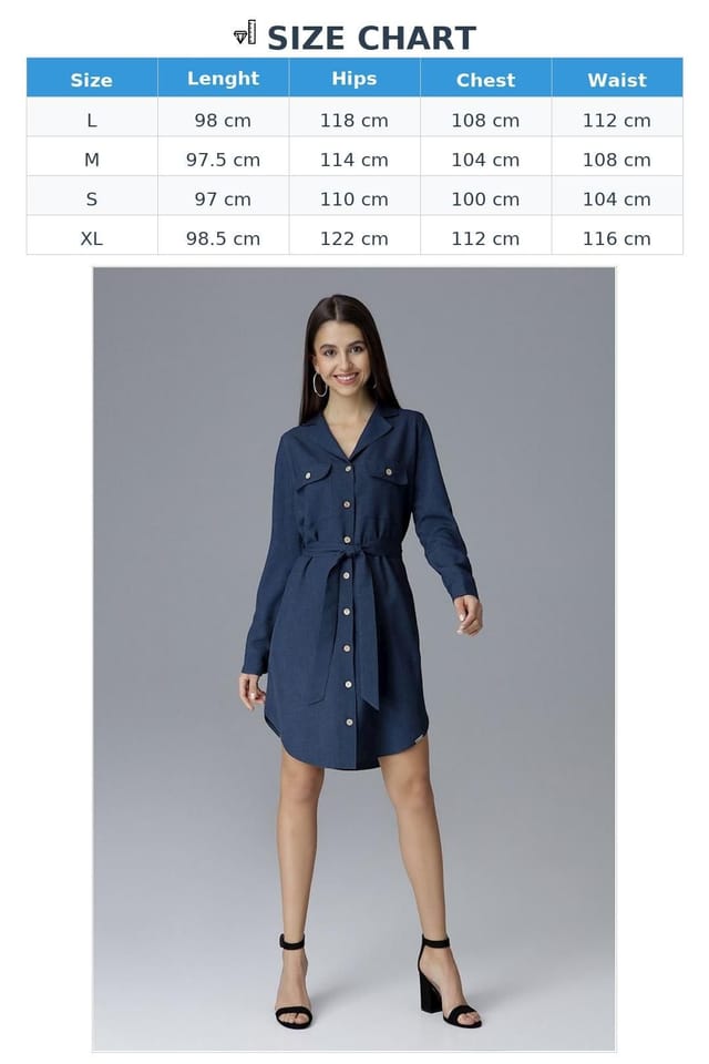 Love Lace Love Lace Women's Shirt Dress with Waist Tie & Pockets in Blue - 3