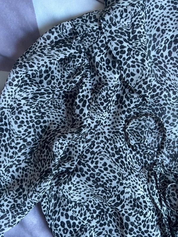 New Look new look floaty formal tie together black and white leopard print blouse - 1