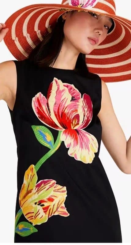Kate Spade NEW! Kate Spade Embellished Flower Shift Dress, Black, Size 10, BNWT