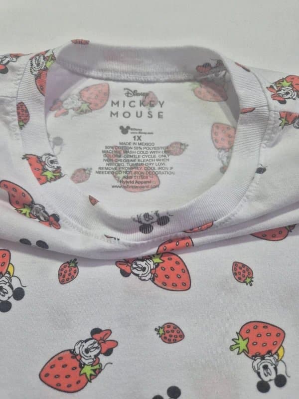 Disney Disney Mickey & Minnie Mouse Strawberry Print T-Shirt Plus Size 1X White Tee Great Condition