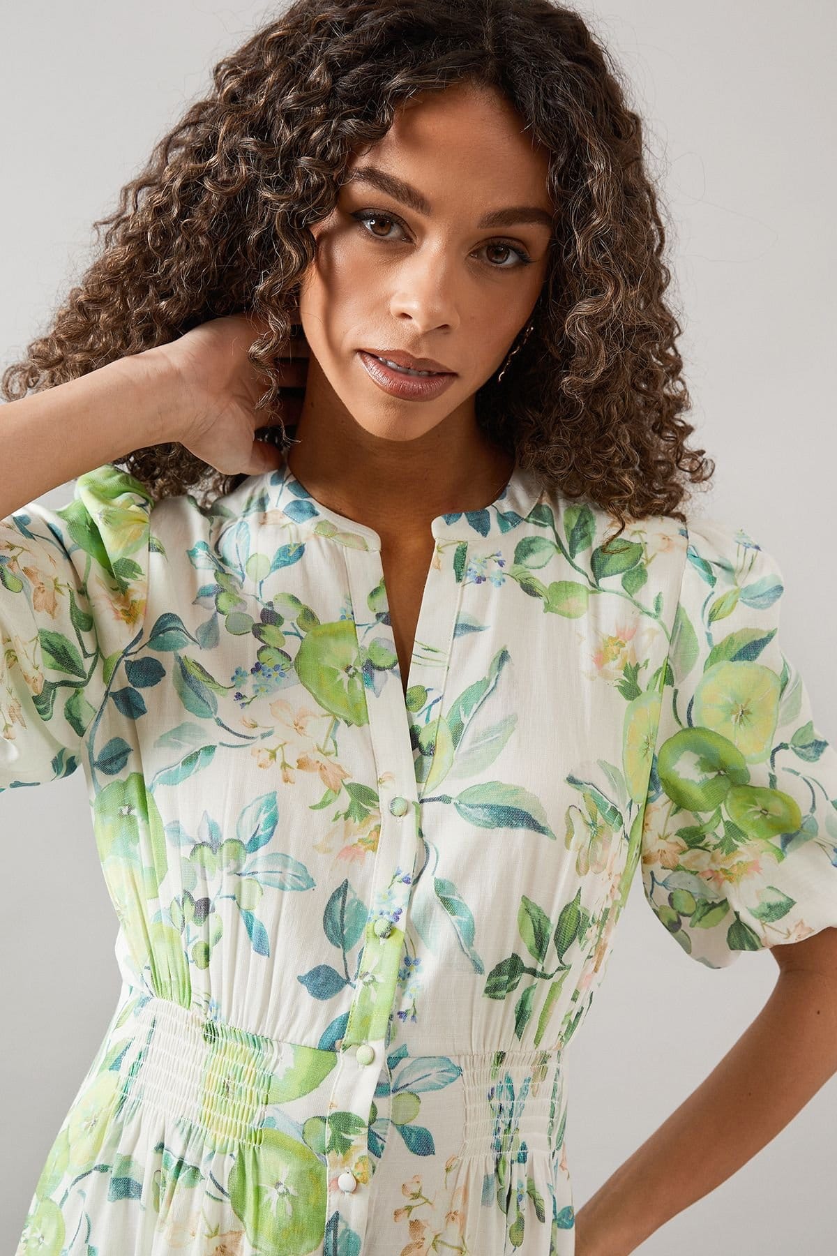 Wallis Wallis Women's Fruit Print Button Through Maxi Dress in Green - 4
