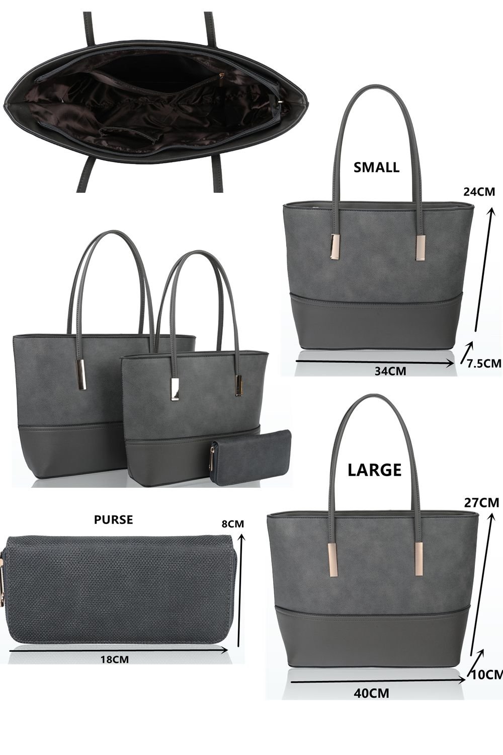 Fontanella Fashion Fontanella Fashion Women's Classico 3in1 PU Leather hangbag x totebag with Purse in Navy - 2