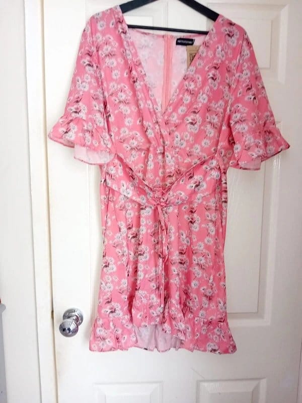PrettyLittleThing Pink Floral Wrap Dress