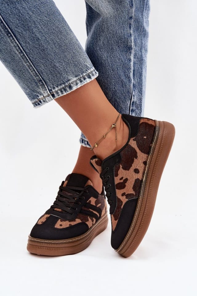 Love Lace Love Lace Women's Platform Laced Sneakers with Removable Foam Insole Urban Style in Black - 3