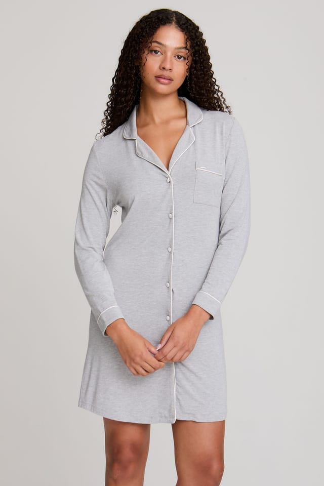 Pretty You London Pretty You London Women's Bamboo Nightshirt in Mid Grey - 2